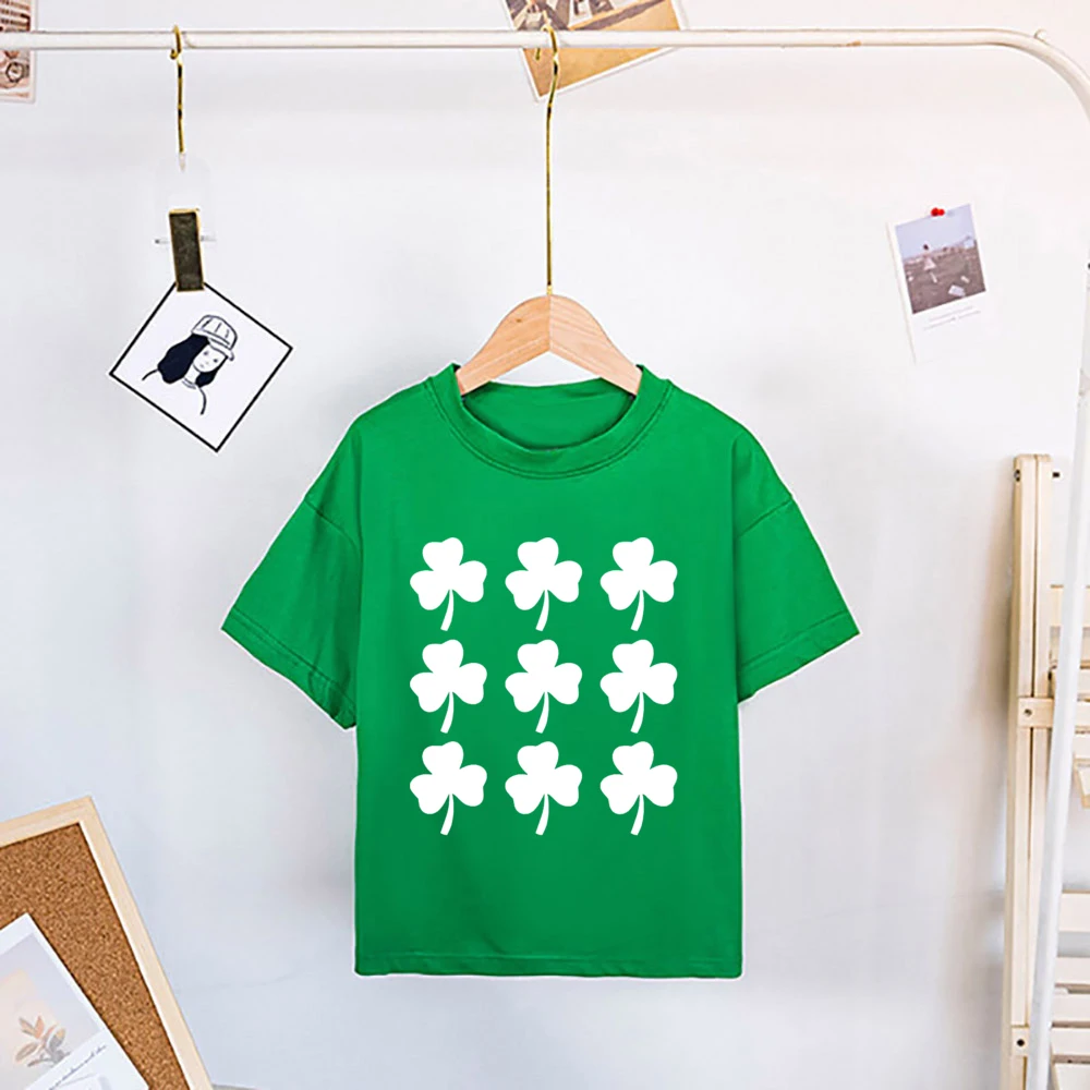 Lucky Clover Print Kids Shirt Girls Boys Clothing St. Patrick's Day Toddler Green Shirts Children T-shirt Gift Child Clothes 3