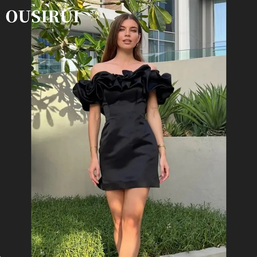 

Платье OUSIRUI с открытыми плечами для гостей свадьбы, мини-платье знаменитости, короткое летнее Белое Облегающее платье с оборками, элегантное женское платье