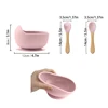 3PCS Baby Silicone Dinner Set Food Grade Tableware Sets For Kid Wooden Handle Spoon Fork Feeding Training Baby Dishes Baby Stuff 6