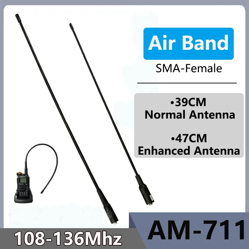 Enhanced Air Band Antenna 108-136MHz - 39CM to 47CM Adjustable Length