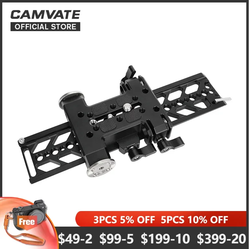 

CAMVATE 10" Dovetail Plate and QR Baseplate With Double 15mm Rod Adapter & ARRI Rosette Connections For DSLR Camera Tripod Head