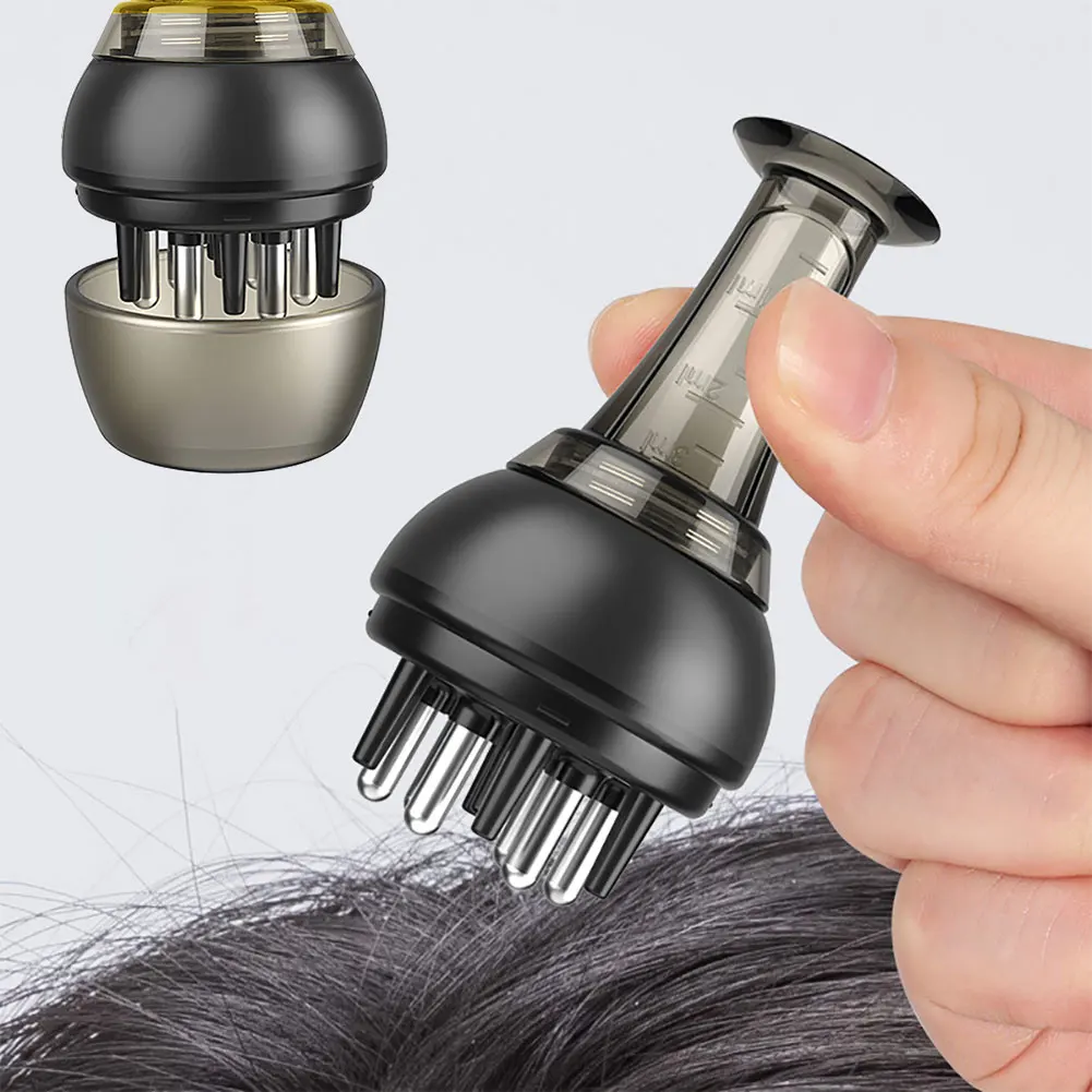 Galvas ādas aplikators šķidrā ķemme matu augšanas seruma eļļa barojoša mini pārnēsājama matu sakņu masāža medicīnas ķemme matiem_voghion.com