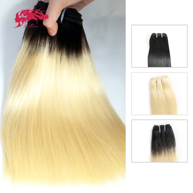 Straight Mink Human Hair Bundle Unproccessed Raw Virgin Human Hair Blond Color One Donor Ombre Blond Raw Virgin