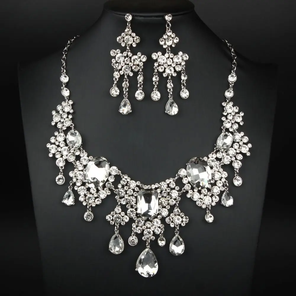 Elegant Rhinestone Jewelry Set Shiny Baroque Wedding Bridal Accessories Luxury Adjustable Women's Jewelry Set Outfit Accessory