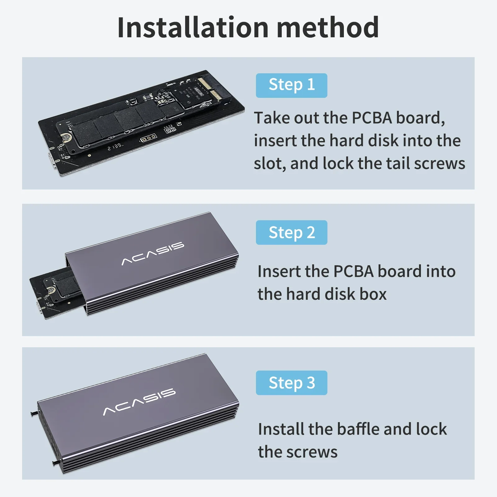 ACASIS MacBook SSD Enclosure Suit M.2 Nvme SSD 12+16 PIN for Apple Mac/iMac/MacBook Pro/Air 2013 to Portable Storage Case