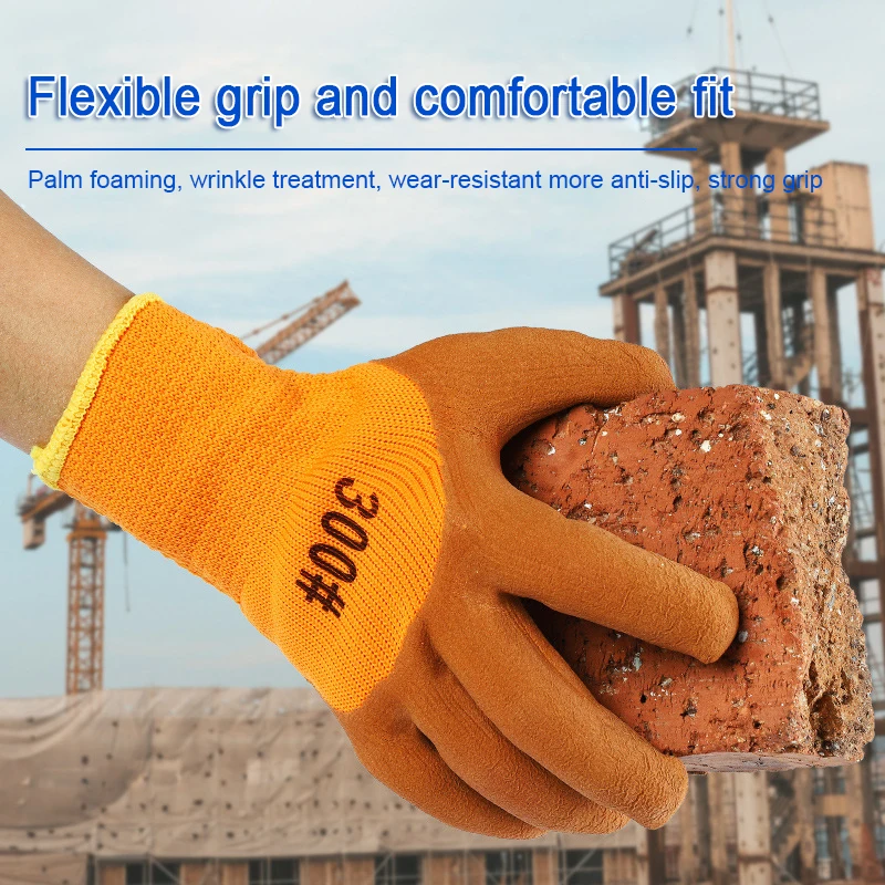 Fleece Gloves with Thick Wool, Wear Resistant, Non-Slip, Plastic Impostated Gloves for Farm and Garden, Keep Warm, Protect Glove 2
