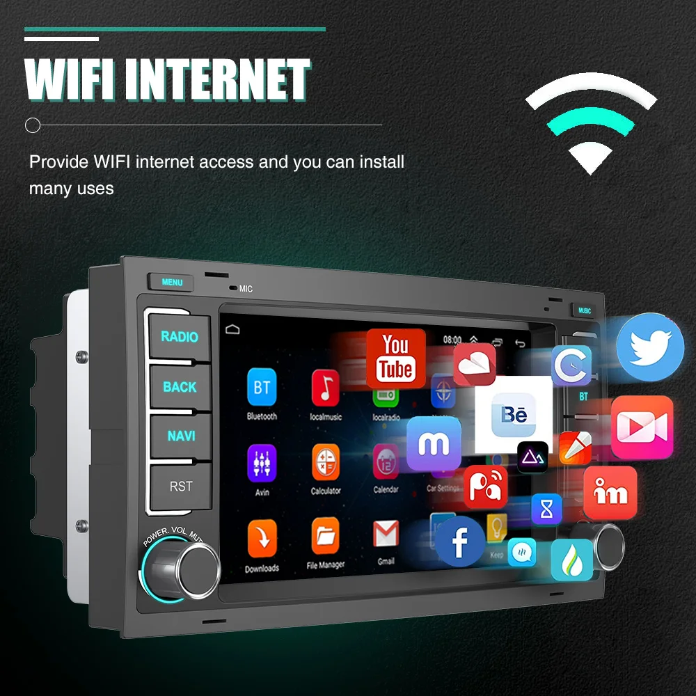 ESSGOO Android 14 Autoradio für VW Touareg T5 Transporter Multivan 2003-2015 7" Touchscreen mit Wireless Apple Carplay Android Auto GPS Navigation Bluetooth FM RDS WiFi USB Equalizer Lenkradfernbedienung Mirror Link – Detail 9