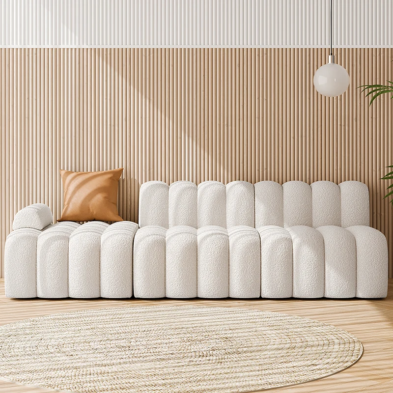 

Nordic Style Stretch Sofa Foam Sponge Living Room Luxury Longue Couch Floor Unusual Lambswool Divani Soggiorno Home Furniture