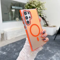 Enhanced Metal Lens MagSafe Phone Case with Wireless Charging and Discolour Cover - Samsung A34 Global (Orange)