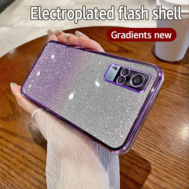 Shiny Glitter Plating Silicone Phone Case with Camera Lens Protection