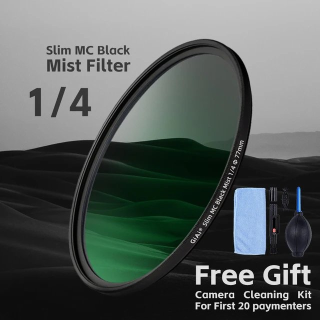 

GiAi Black Pro Mist Filter MC Slim 1/8 1/4 1/2 1 82mm 77mm 72mm 67mm 55mm 52mm 49mm Camera Lens Filter