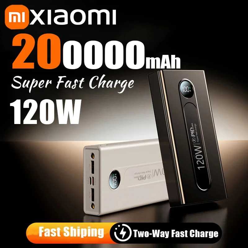 Xiaomi 200000mAh PowerBank LED Digital Display 120W Super Fast Charging Battery For IPhone Samsung Huawei Portable Battery Charger