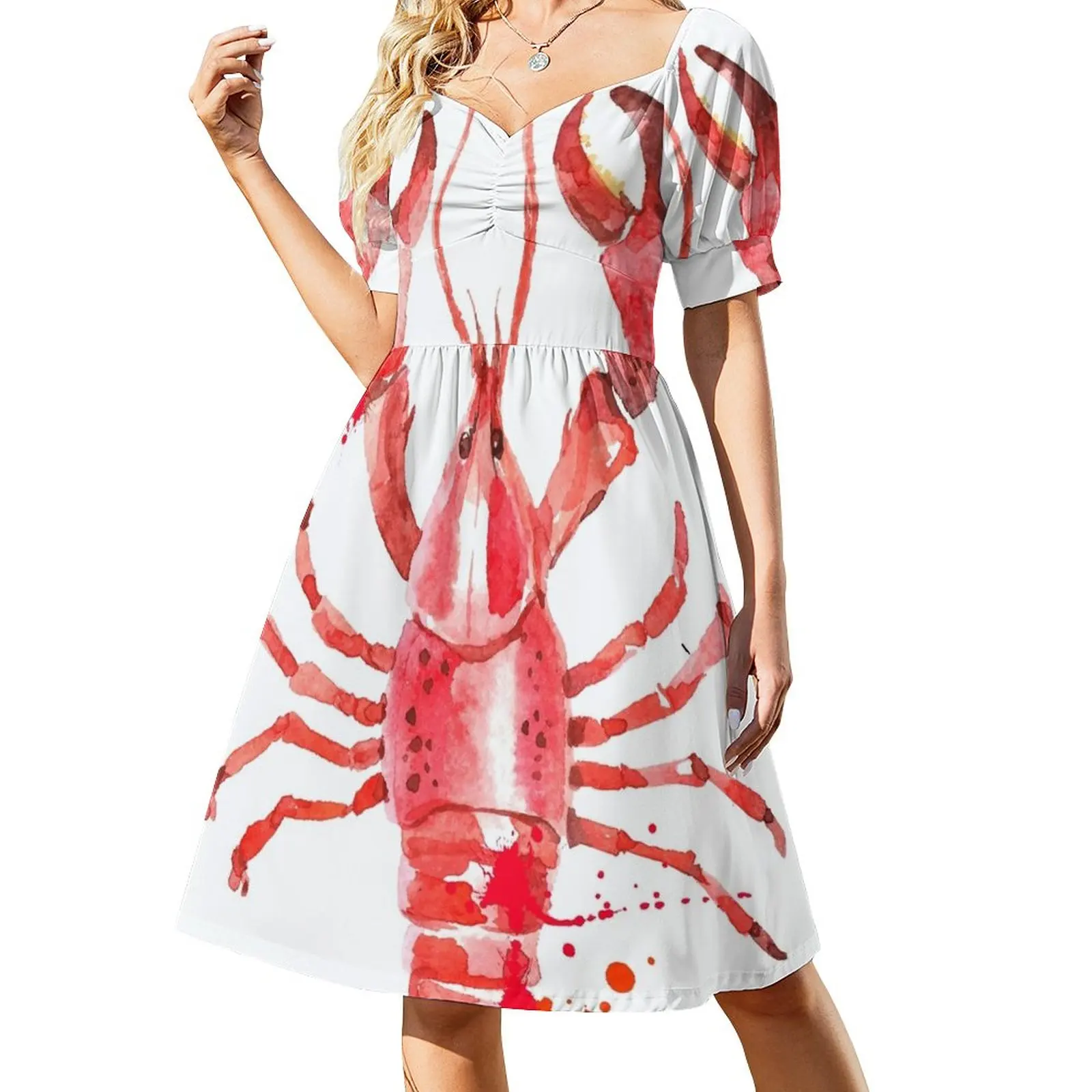 

That Fish Cray Red Lobster Illustration Sleeveless Dress Dance dresses dress women summer