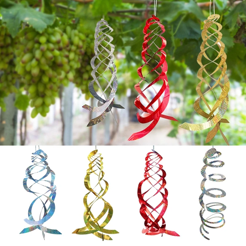 

Rotating Rod Bird Repeller Spiral Bird Repellent Reflective Anti-Bird Tapes Hanging Laser Ribbon Garden Orchard Bird Scare Tools