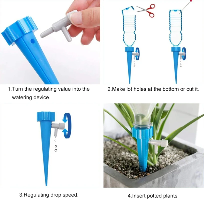12pcs Plants Irrigation Kits Plant Waterer Drip Irrigation Drip Irrigation Spike Drip Irrigation Stakes Automatic Flower Watering System Precise Drip Irrigation for Potted Plants Indoor & Outdoor Watering Solution