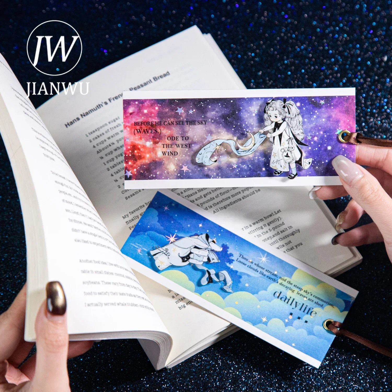 JIANWU 50mm*200cm Starry Dream Series Laser Cloud Star Landscape Material Collage Washi Tape Creative DIY Journal Stationery adhesive tape,washi tape,adhesive tapes,decorative tape,decoration tape,collage tape