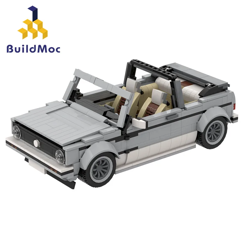 

BuildMoc high-tech Mini Cabriolet Sports Grey White Black Building Blocks Super Racing Car Fit Bricks kids toys Gift boy