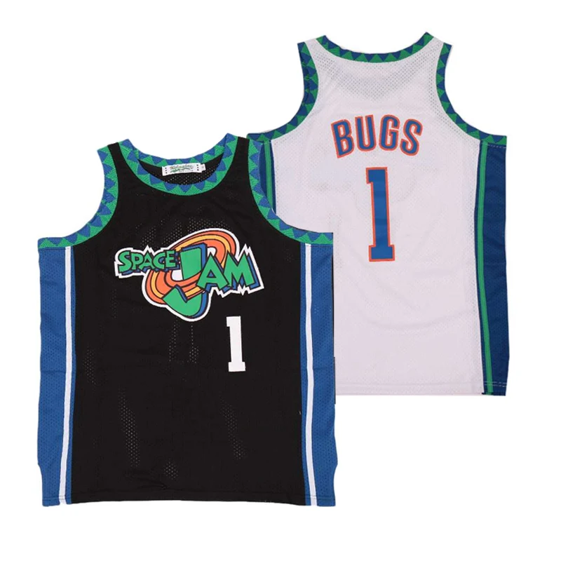 Basketball jerseys space jam 1BUGS Sewing embroidery Outdoor sportswear Hip hop black Sweat absorption breathable big size basketball jerseys