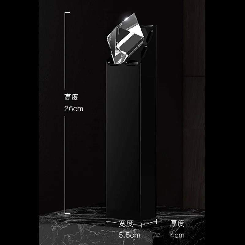 Customized Black Crystal Trophy, Excellent Staff Company Annual Meeting Awards, Creative Home Decorations Outstanding Medal, 1Pc