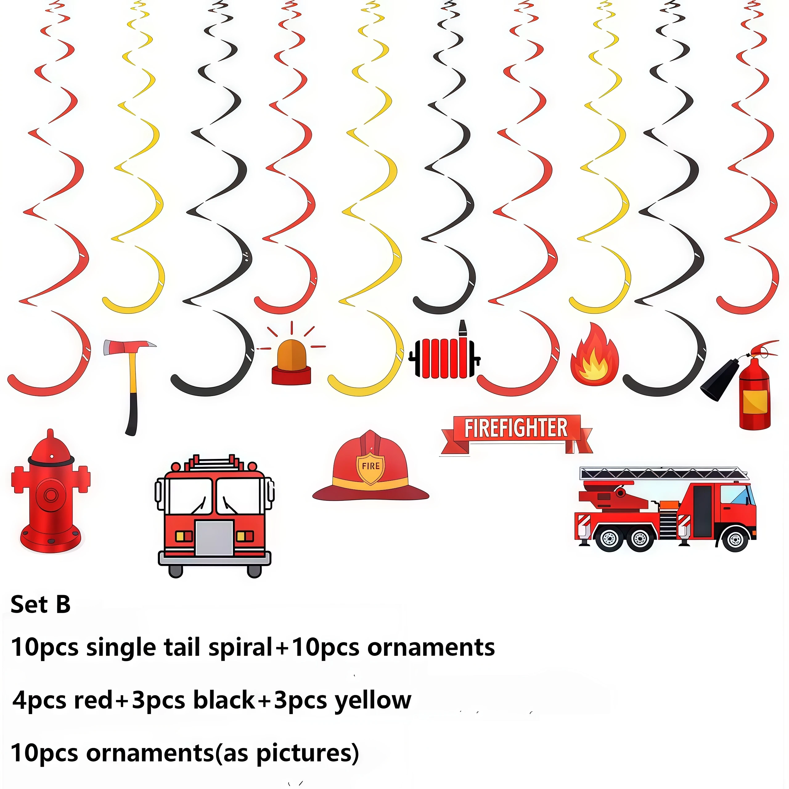 Feuerwehrauto Geburtstagsdekoration Geschirr Teller Tasse Serviette Feuerwehrmann Luftballons Banner Kind Bevorzugung Geschenk Babyparty Partyzubehör – Detail 15