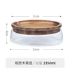 Creative Wooden Cake Pan Food Storage Box with Glass Lid Kitchen Fruit Cake Dessert Nuts Snack Kitchen Storage Box 4