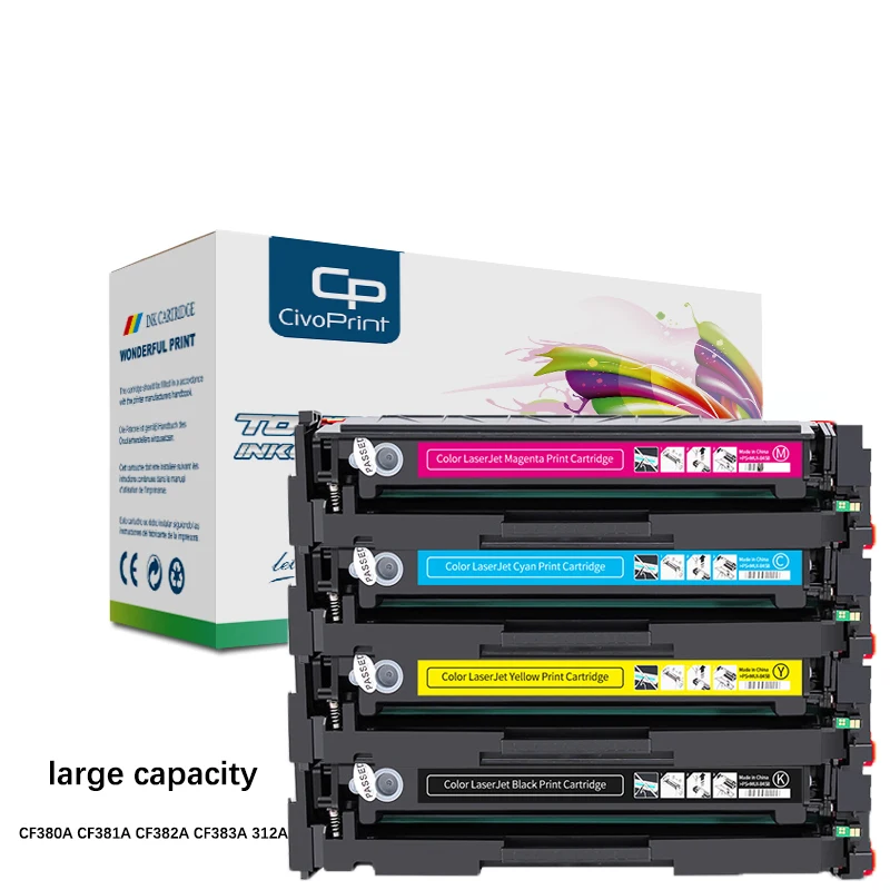 

Civoprint 4.4K-3.6K pages CF380X 381X HP312a Compatible Color Toner Cartridge for Color LaserJet Pro MFP M476dw M476dn M476nw