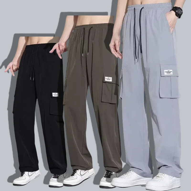New pants for men in spring and autumn wide leg straight leg pants for summer men drape sports and leisure pants men's clothing