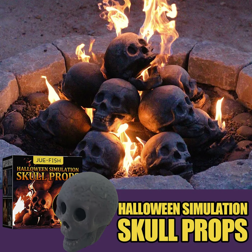 Skull Decor Prop Home Accessorie Halloween Fireplace Skeleton Party Ornament Scene Atmosphere Layout for Outdoor Garden Barbecue