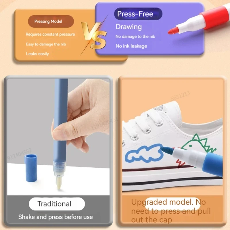 Pen Marker 12-80 Colors Acrylic Paint Art Marker DIY Hand Drawn Painting For Card Ceramic Stone Mug Glass Fabric Clothes Shoes
