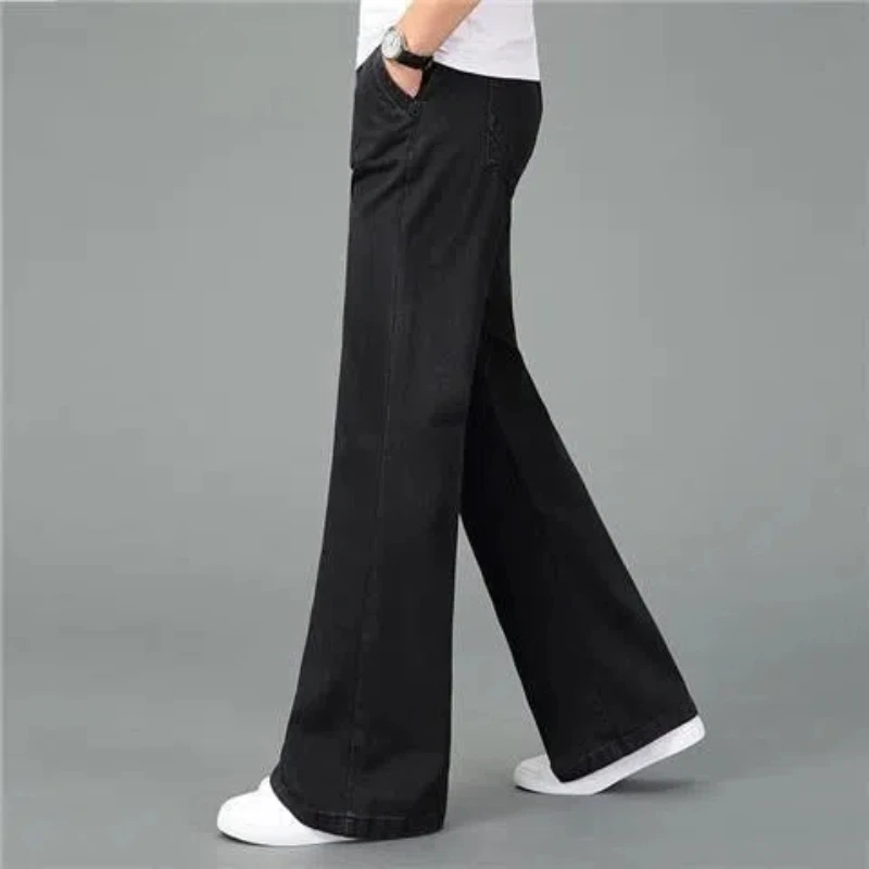 Spring Autumn 90s Streetwear Jeans Elastic Vintage Disco Men Clothing Loose Fashion All-match Washed Straight Flare Cowboy Pants 6