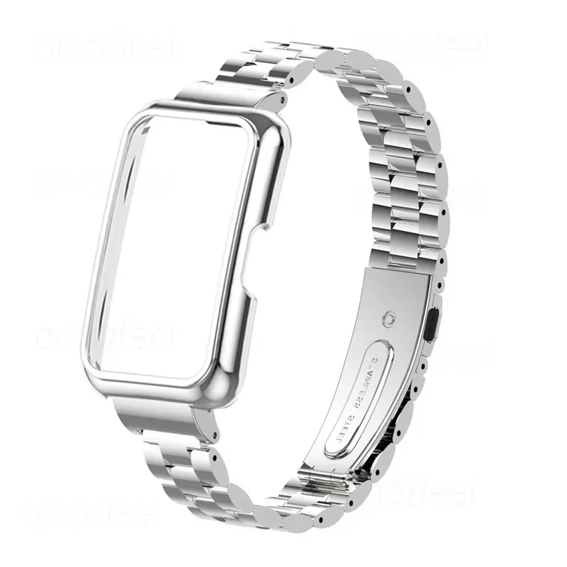 Stainless Steel Smart Watchband with Metal Case Protector and Cover Frames