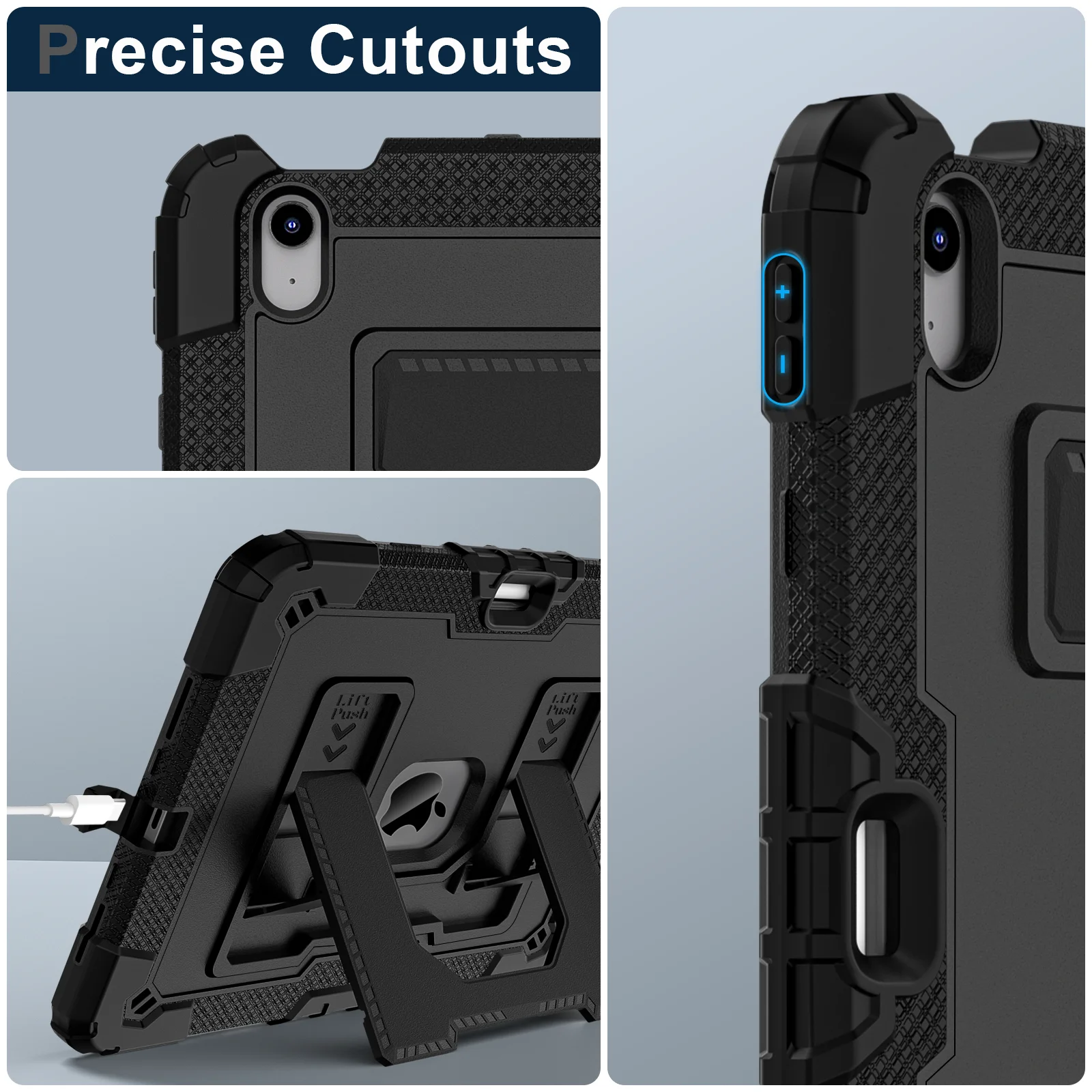 Hybrid Protective Tablet Case with Pencil Holder and Stand, Available in Various Colors