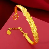 Bracelet ajustable confortable en forme de paon pour femme, or 24 carats AU999 |   S'adapte bien au poignet, confortable pour une utilisation prolongée 4