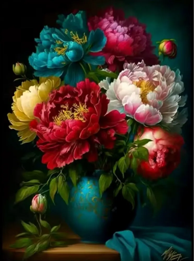 Handmade cross stitch wall flower home decoration