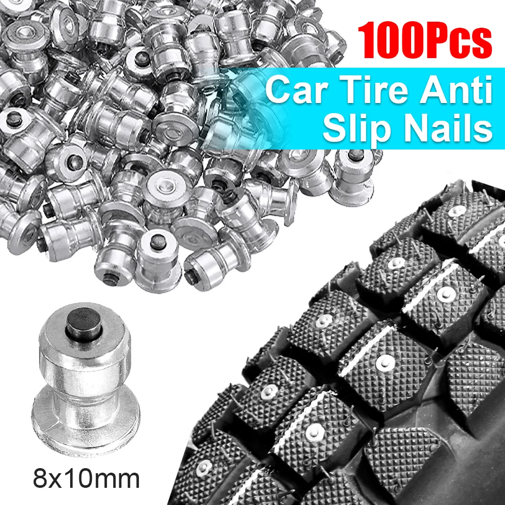 100/200Pcs New Winter Car Wheel Tire Stud Viti Snow Spikes Anti-Slip Stud Tacchetti Per Pneumatici Per Camion Veicoli Moto 8X10Mm
