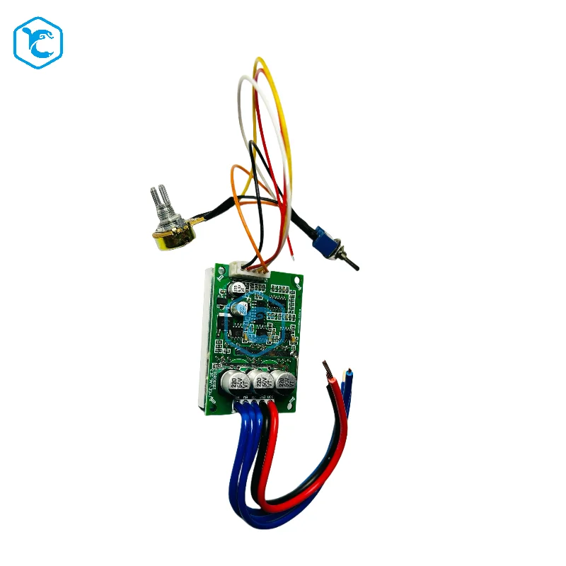 JUYI DC 12V 24V 36V 500W 15A JYQD-V6.3E2 driver board for sensorless motor, motor control board with heatsink connector wires