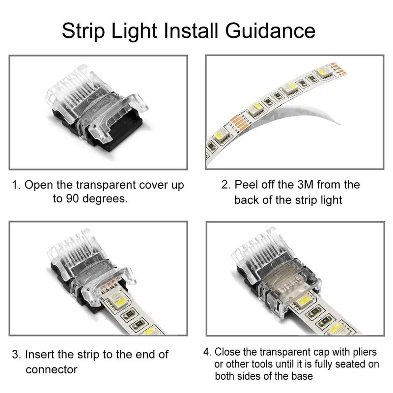 5pcs 2/3/4/5 Pin LED Strip Connector 5/8/10/12mm Connectors For Waterproof /Non-Waterproof LED Strip WS2812B RGBW RGBWW Light