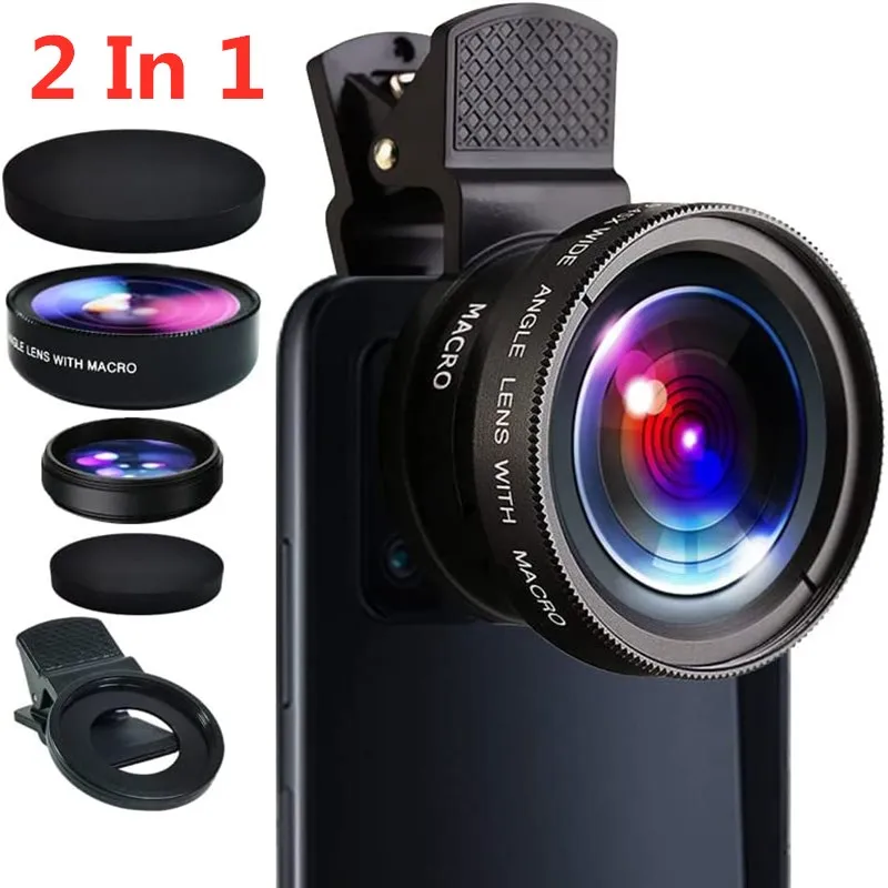 

2 In 1 Mobile Phone Lens 0.45x Super Wide Angle 12.5x Macro HD Camera Lens For iPhone 14 13 12 Huawei Xiaomi Samsung Universal