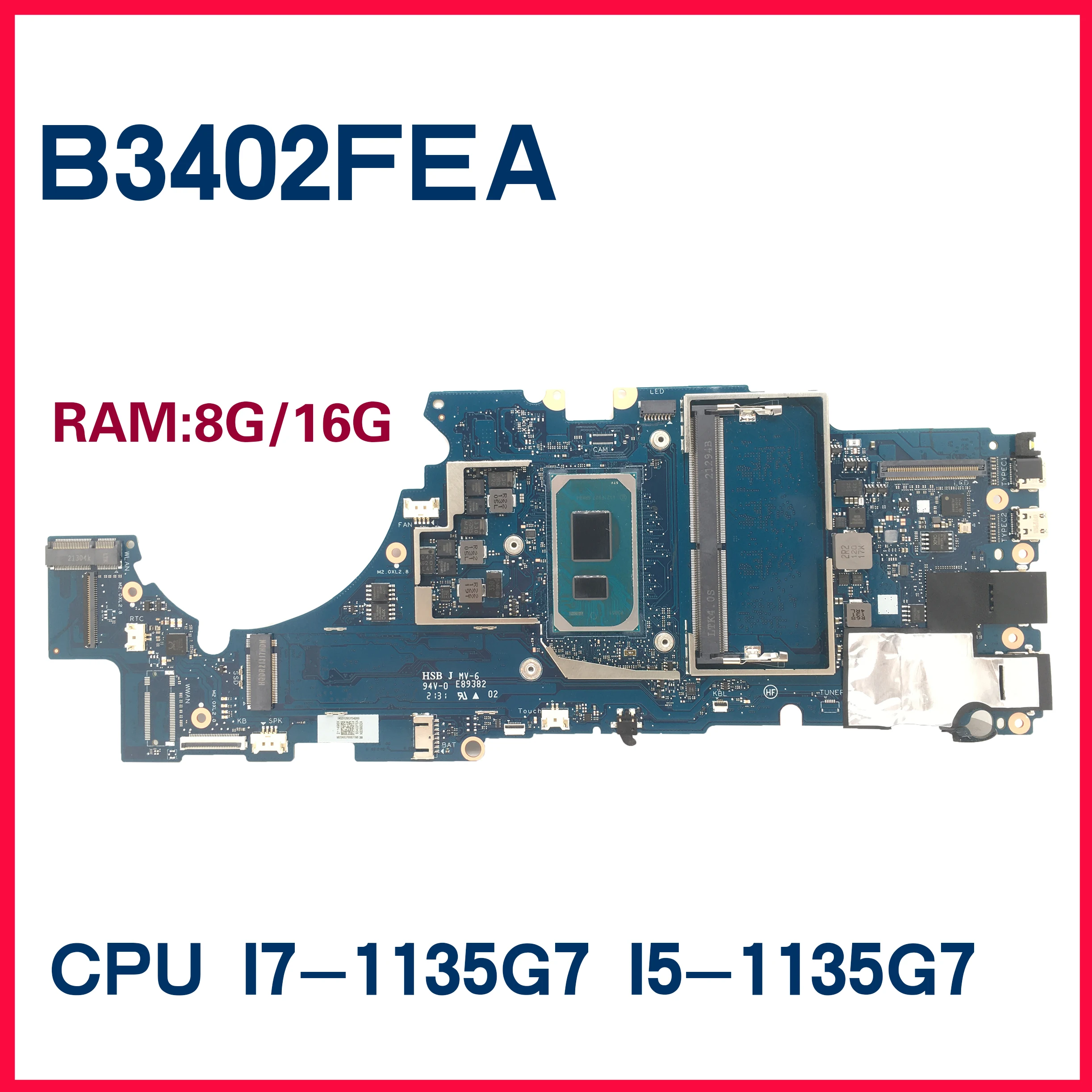 Scheda Madre Dinzi B3402Fea Per Expertbook B3 Flip B3402 Scheda Madre Per Laptop 11Th Gen I5-1135G7 I7-1165G7 8Gb 16Gb-Ram 100% Test Ok