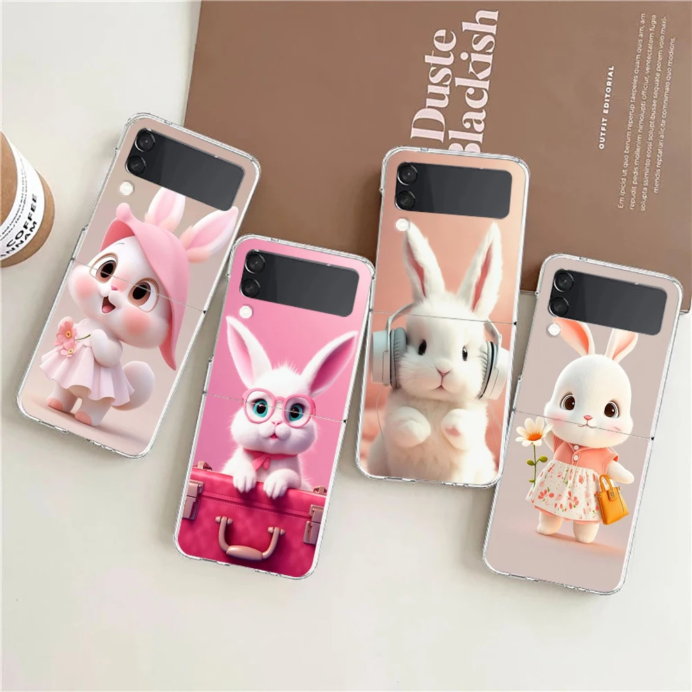 Chic Purple Hat Rabbit Hard PC Phone Case - Stylish Foldable Black Cover