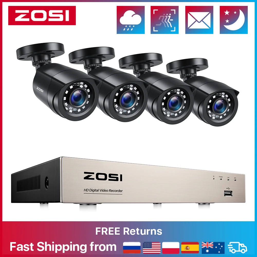 ZOSI 1080P 8CH TVI CCTV Video Surveillance Security Camera System Wired DVR Kit for Outdoor Indoor Home Waterproof Night Vision