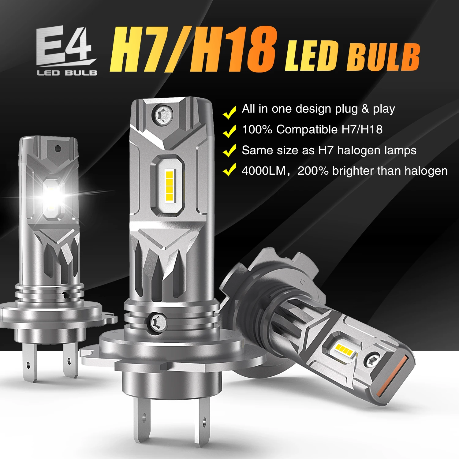 Phare LED H7 sans fil, Mini taille, pour voiture, ampoule CSP, blanc 6500K,  Angle de faisceau 360 degrés, 1 pièce - AliExpress