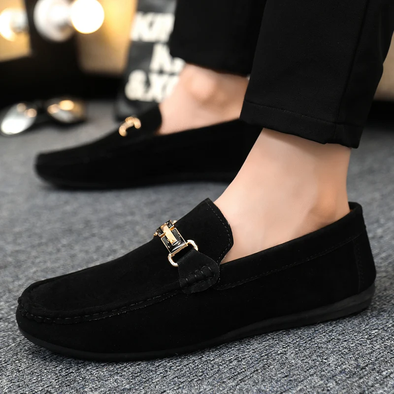 Spring and Summer Men's Shoes, Low-Cut Beanie Shoes, Versatile Casual Shoes, Breathable Leather Shoes, Black Work Shoes, Slip-Ons 4