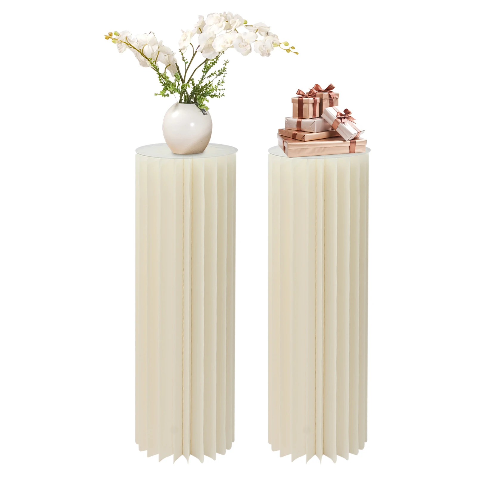 30*100cm 2 Pieces Foldable Cardboard Centerpiece Display Cylinder Flowers Stand Columns Display For Weddings, Birthday Parties