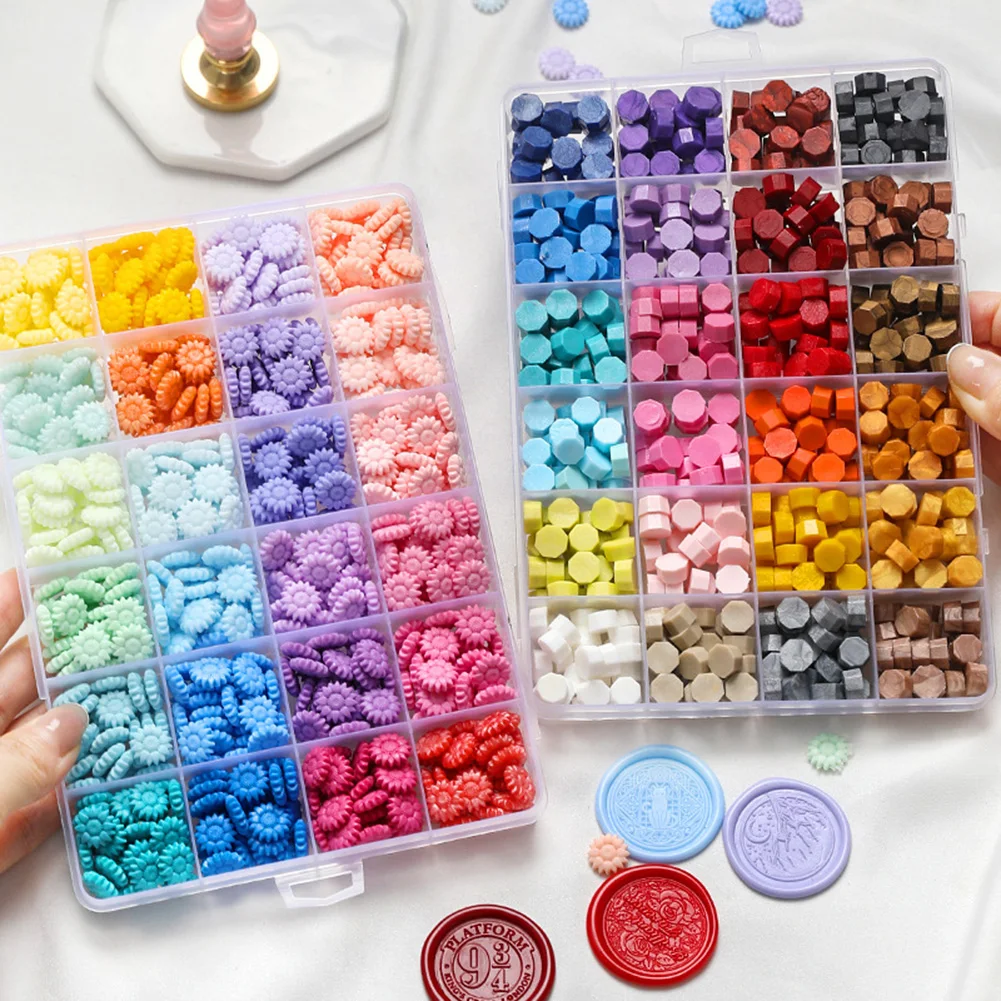 

24/15/10Grids Retro Octagon Sealing Wax Beads Seal Envelope Stamp Wax Beaded For Wedding Crafts Decor Stamp Material Making Tool