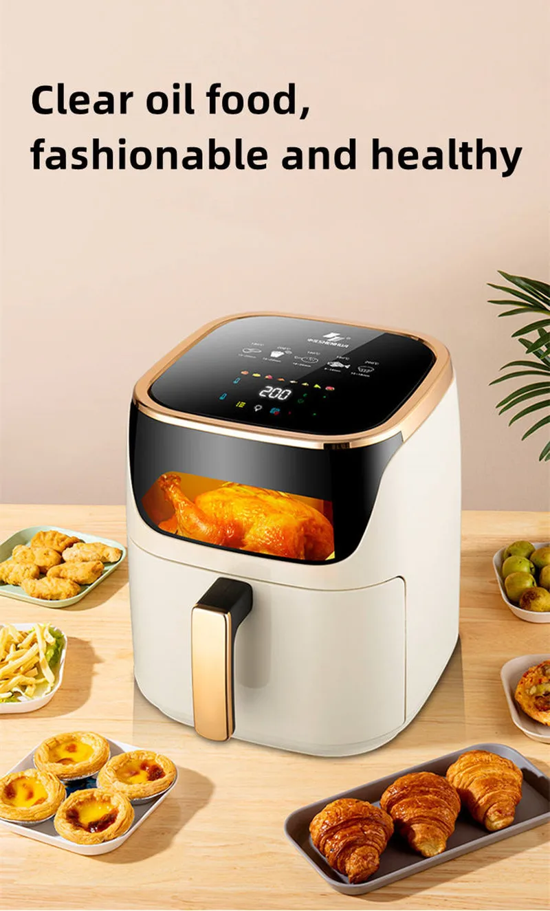 Smart Air Fryer 10L Large-capacity Household Multi-functional Smart Oil-free Smokeless Electric Oven Air Fryer 220V