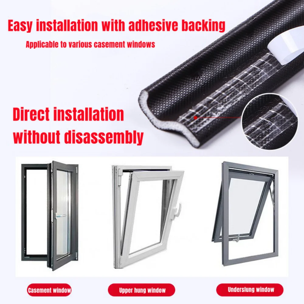 6M Casement Door Window Sealing Strip S Type Soundproof Foam Tape Weather Stripping Dustproof Windproof Gap Filler
