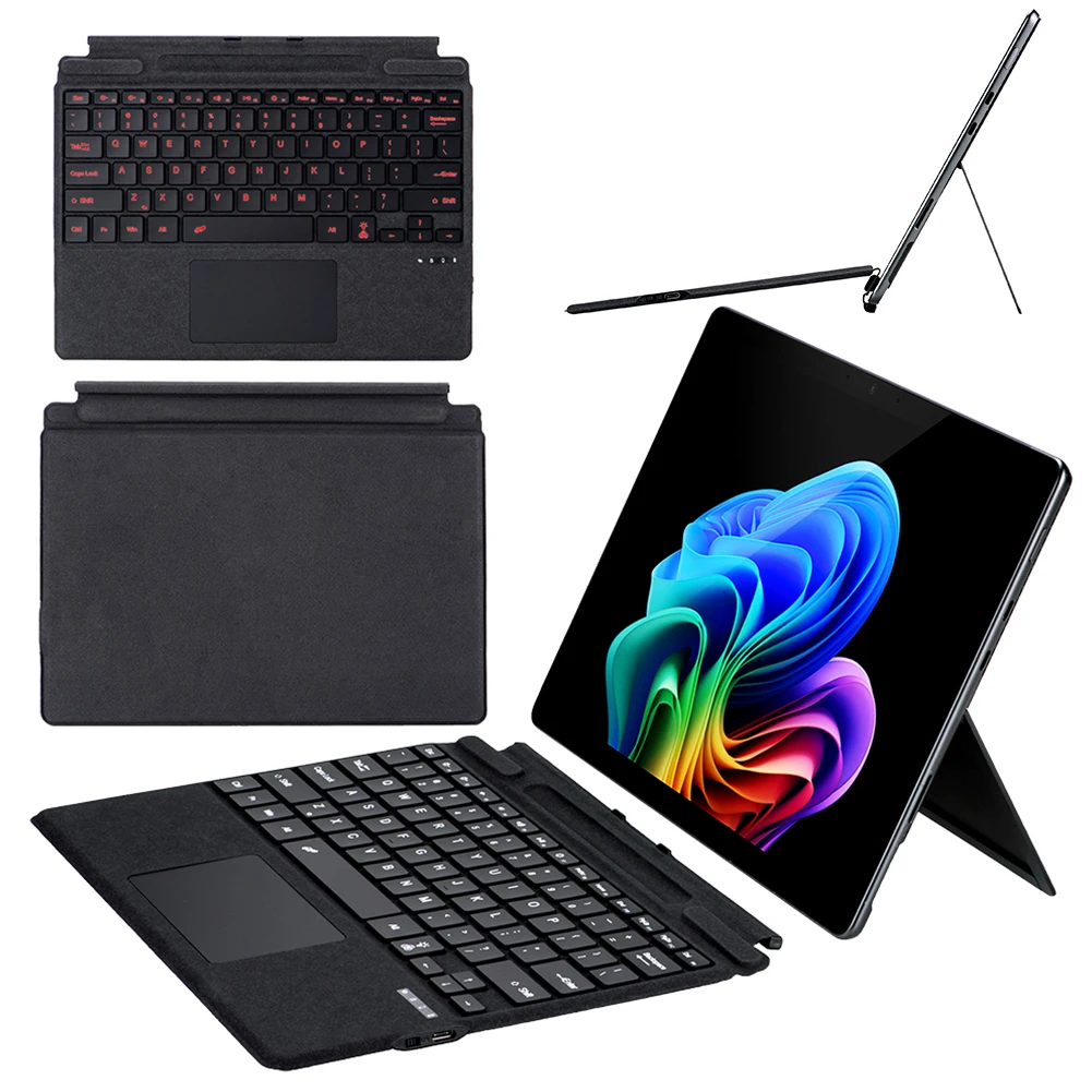 Bluetooth-Compatible Magnetic Wireless Keyboard Touchpad 7-Color Backlight for Microsoft Surface Pro 8/9/X/10/11 Wireless Keyboard Wireless Keyboard Mouse Tablet Keyboard iPad Keyboard Tablet Keyboard Case