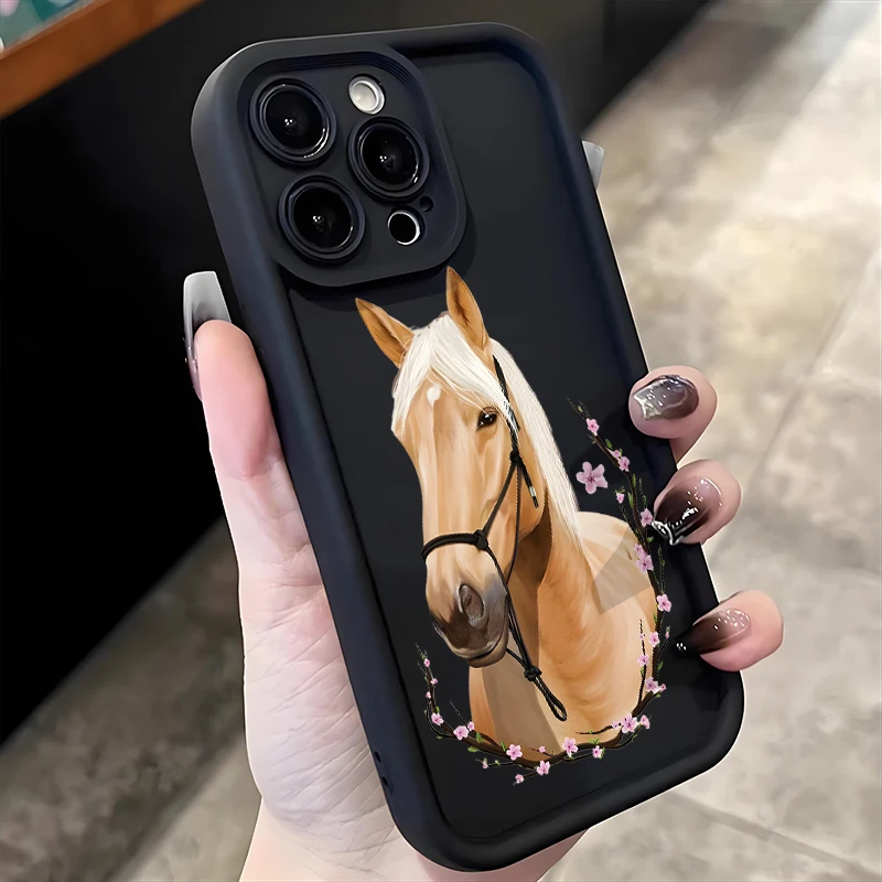 Adorable Horse-Patterned Silicone Shockproof Phone Case - Soft Protective Cover