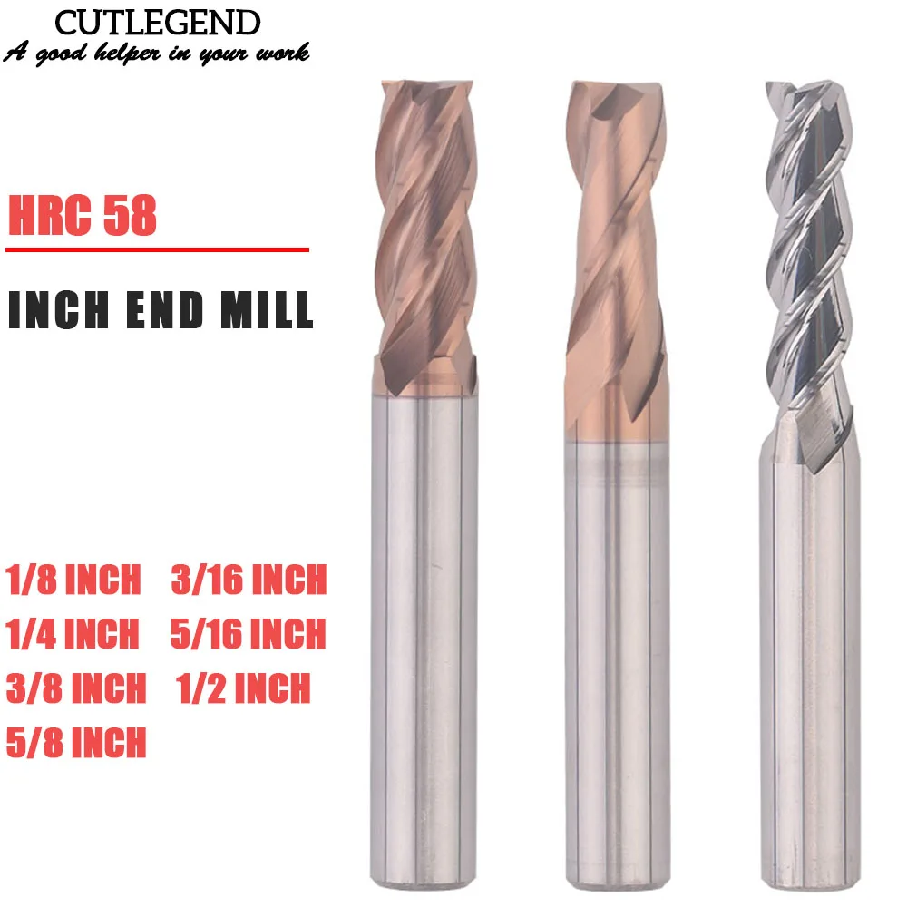 

Carbide Tungsten Steel Inch Milling Cutter 1/8 3/16 1/4 5/16 3/8 1/2 5/8" CNC End Mill 2 3 4 Flute 3.175 4.76 6.35 9.52 12.7MM